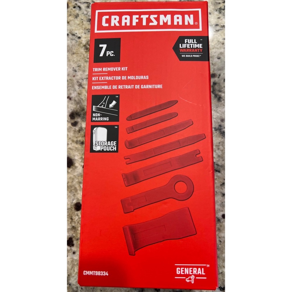 Craftsman 7 Piece Trim Remover Kit CMMT98334 Automotive Non-Marring Tools Red